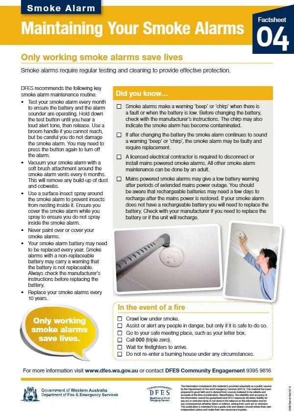First page of Maintaining Your Smoke Alarms
