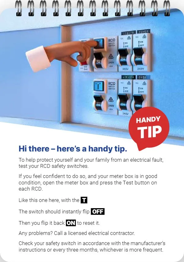 First page of RCD Testing Handy Tip